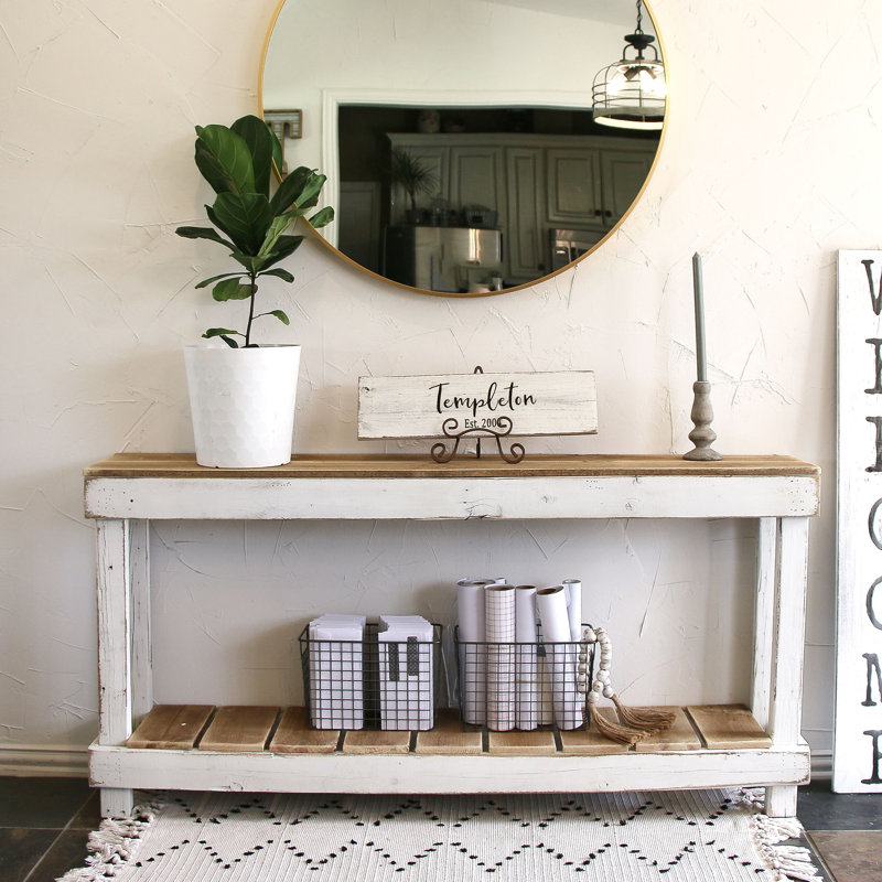 60" Luxe Reclaimed Wood Console Table White Combo, White/Natural, 60"