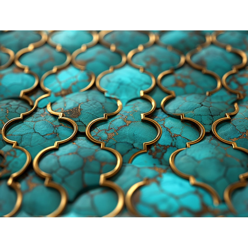 Édredon marocain en céramique à motif turquoise, Édredon simple très long