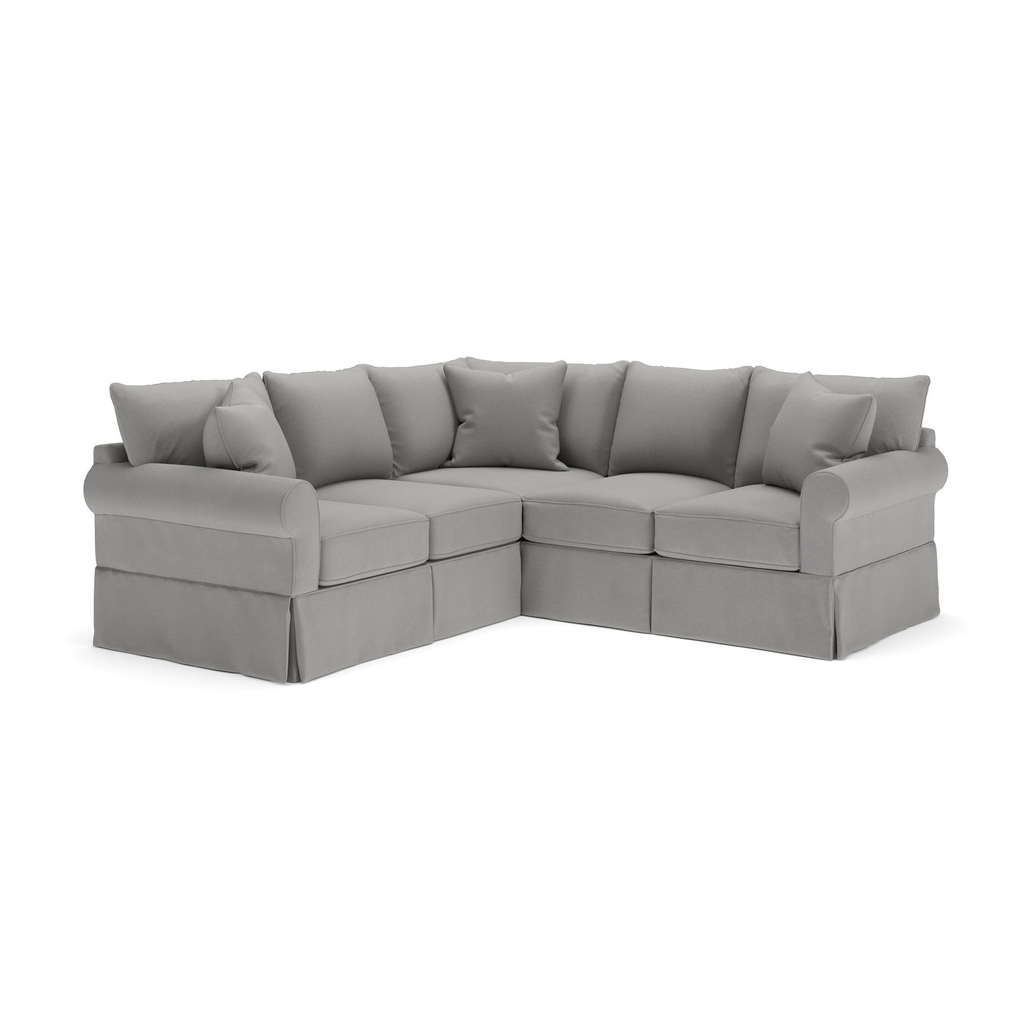 Amari Upholstered L-Sectional, Right Hand Facing, Bayou Light Gray Canvas
