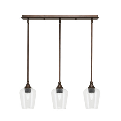 3 Light Stem Hung Linear Pendalier Shown With 5" Glass