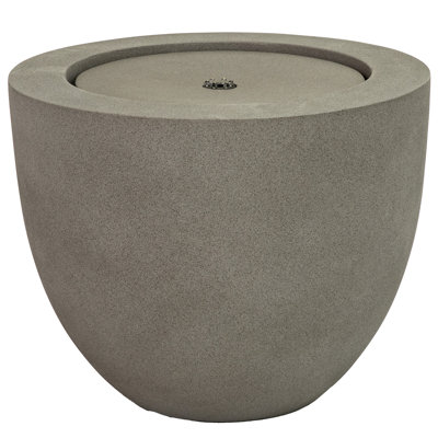 Textured Oval Bowl LED Outdoor Bubble Fountain - Black