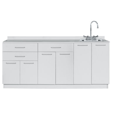 36.75'' H x 72" W Exam Room Medical Cabinet with Right Sink With 6 Doors, 4 Adjustable Shelves, 3 drawers