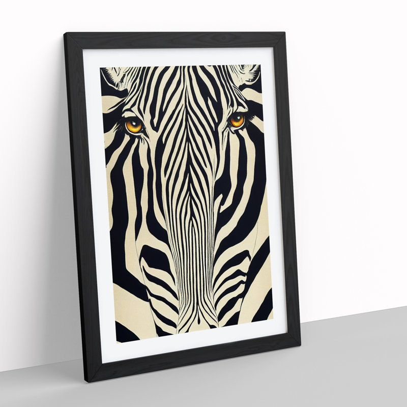 Zebra No.3 Abstract - Single Picture Frame Print, Black, 64cm H x 46cm W x 2cm D