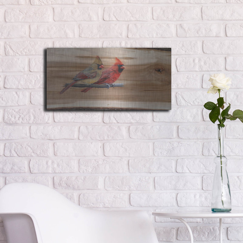  «Cardinal Couple For Life» par Jim Brune, art mural en métal, 24 po x 12 po, H 12 po x l 24 po
