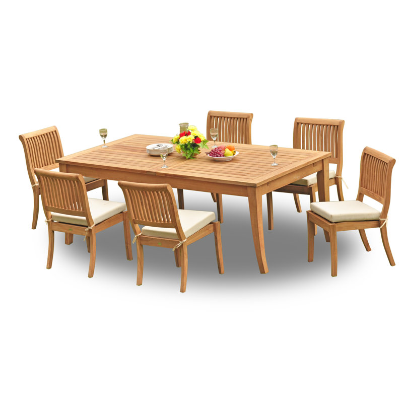 Maspeth 6 - Person Teak Wood Patio Dining Set with Rectangular Table