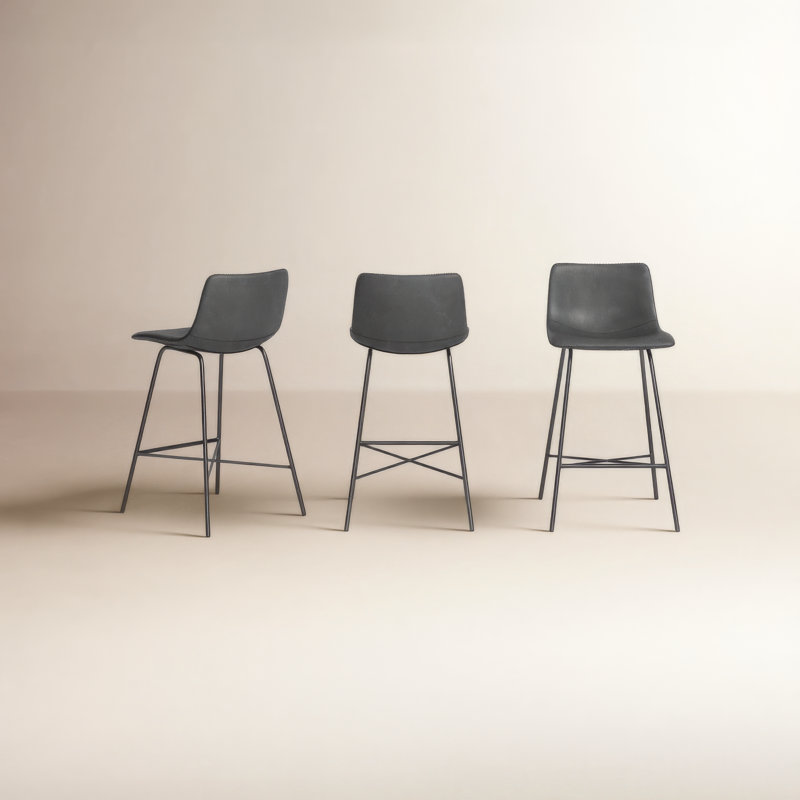 Paxton 24" Counter Stool, Gray Faux Leather