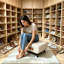 Repose-pieds moderne capitonné en cuir avec compartiment de rangement caché-777541093