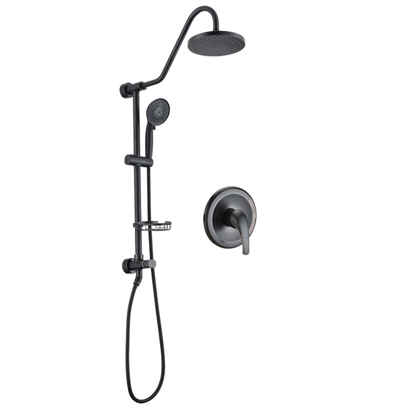 Système de douche complet avec valve brute, Bronze huilé