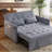 53" Corduroy Convertible Loveseat Sleeper Sofa with Pull-Out Bed, USB & Storage, Grey-969906506
