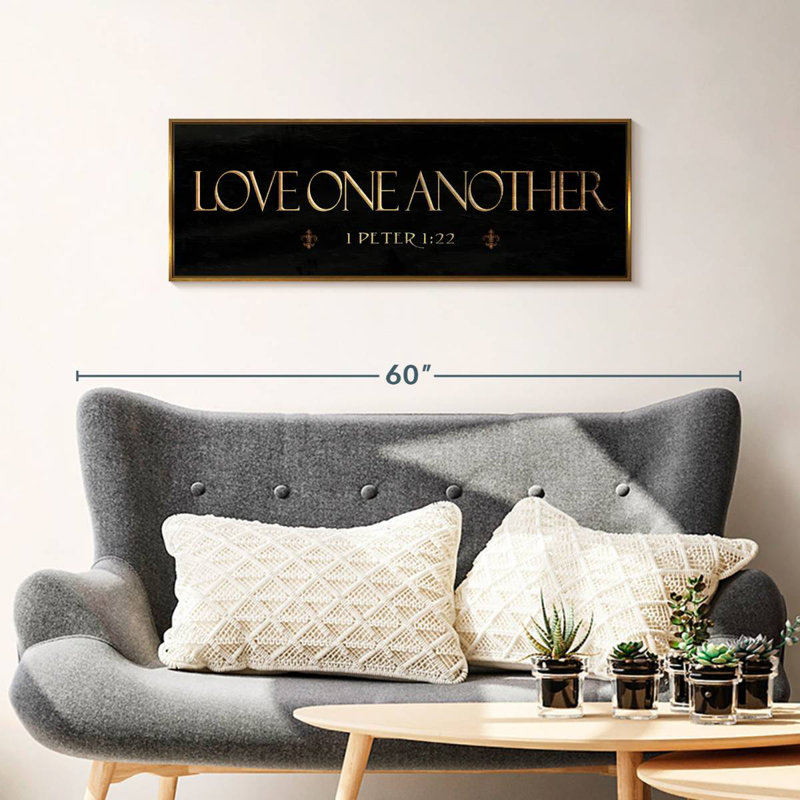 «Love One L'autre Verset de la Bible», Cadre flottant doré, 37 po x 13 po