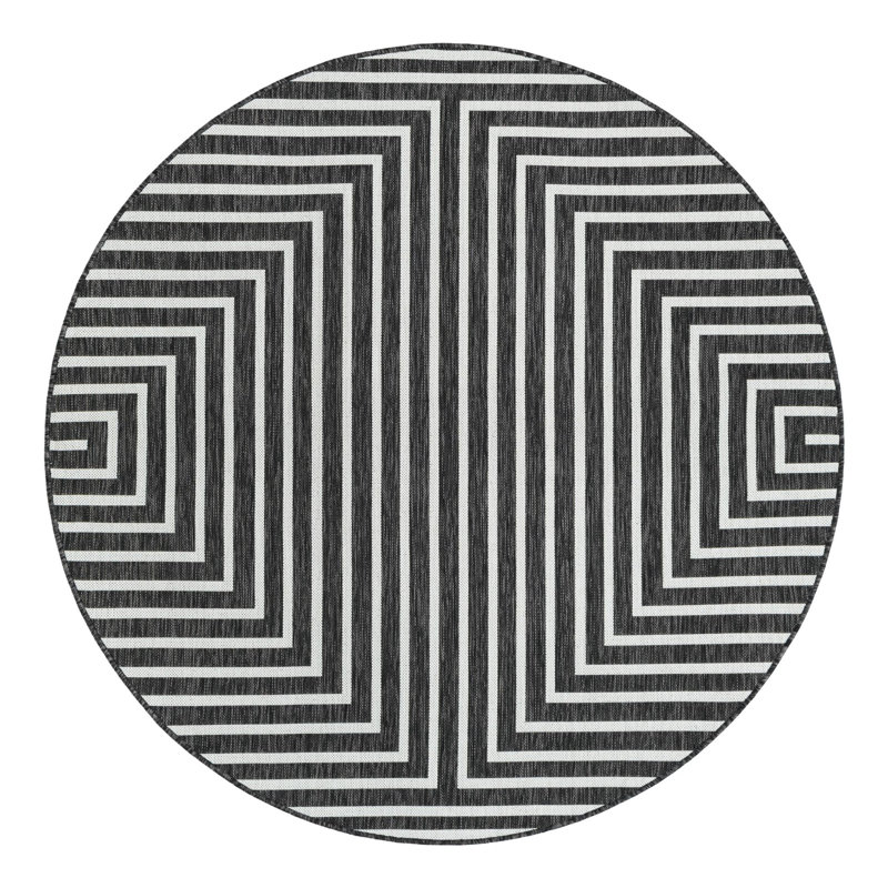 Geometric Indoor / Outdoor Rug, Round 6'1"