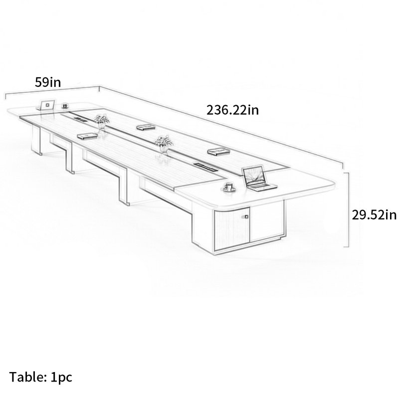 Table de conférence simple et moderne, H 29,52 po x L 236,22 po x l 59 po