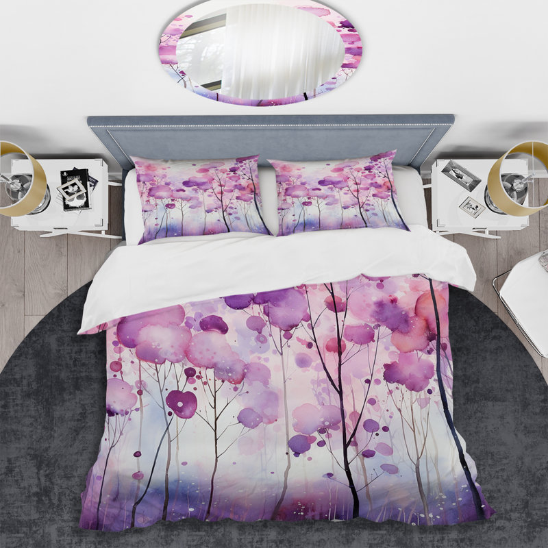 Ensemble de housse de couette à motif floral abstrait, Housse de couette pour grand lit et 2 taies décor