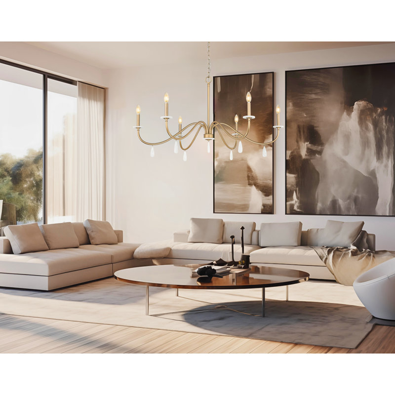 Paquette Mordern Gold 6 Light Chandelier, Mordern Gold