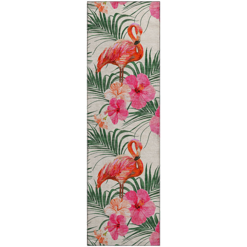 Premium Machine Washable Cerrito AMF207 Pink Rug, Runner 2'3" x 7'6"