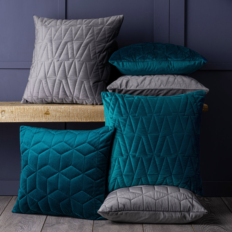 Aswin Geometric Square Throw Pillow Cover, Teal Blue