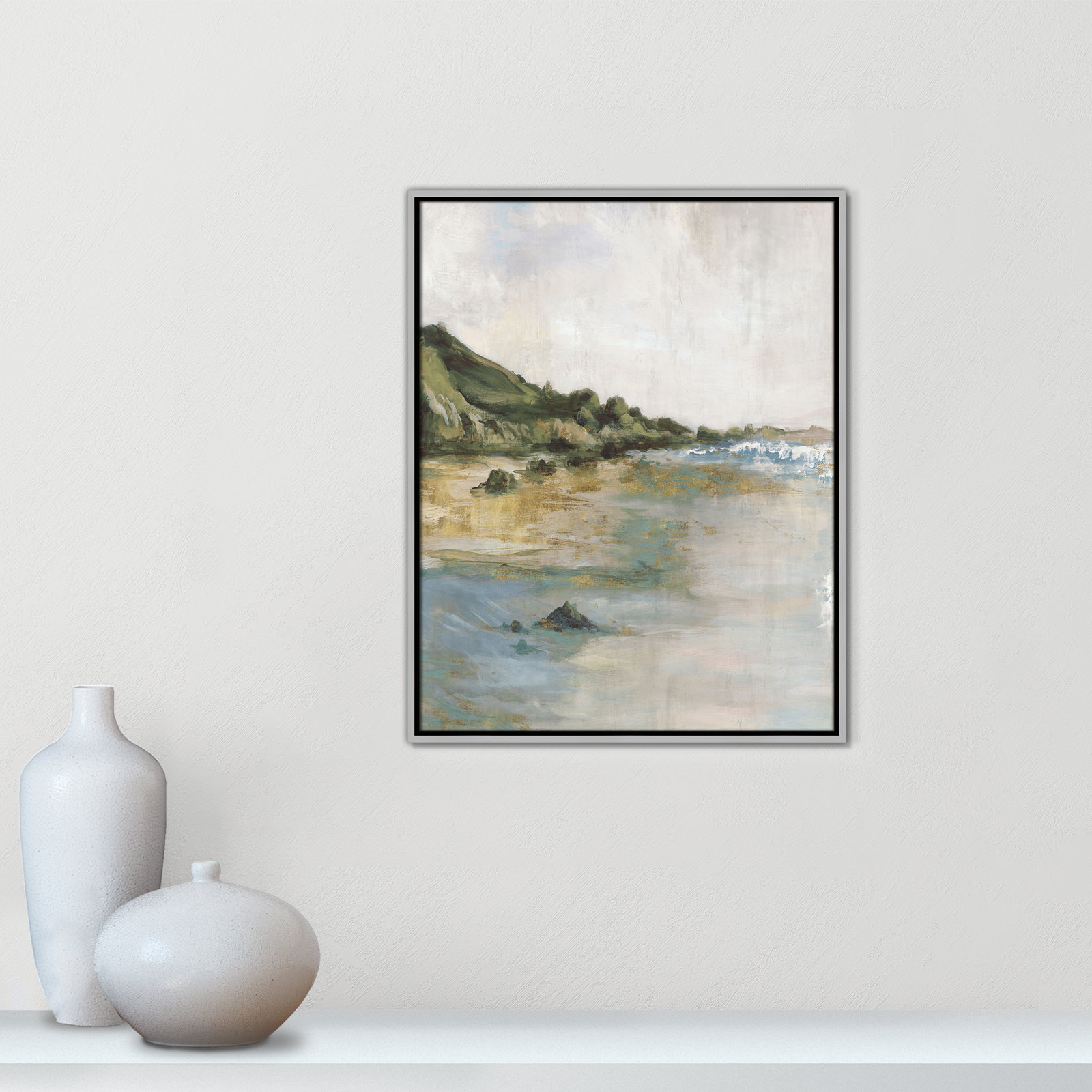Tide’s Edge Print by , 29.5" H x 23.5" W, Silver