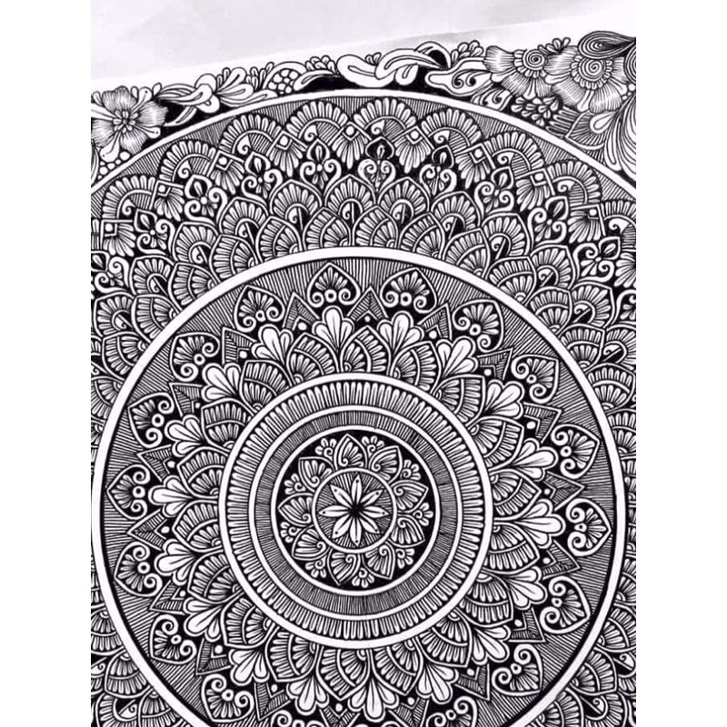 Mandala noir et blanc par Shivani Patra | Encre sur papier