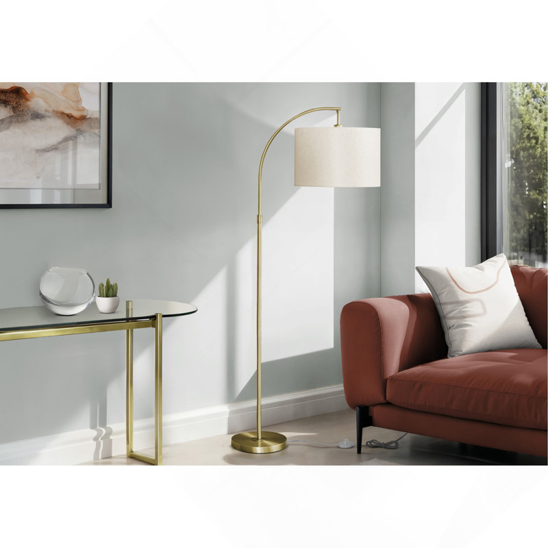 Lighting, H 65 po, lampe sur pied, laiton métallique, abat-jour ivoire / crème, contemporain, Doré