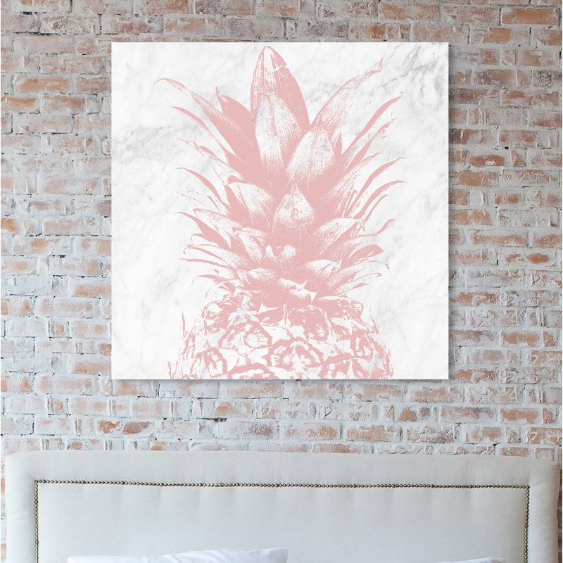 « pastel rose ananas marble », impression sur toile, H 12 po x l 12 po x P 1,5 po