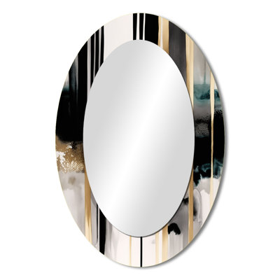 Abstract Transitional Shapes IV - Black Oval Wall Mirror Decor