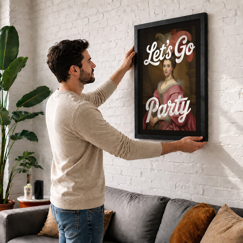 Let's Go Party Eclectic - Framed Print, Black, A3 - 42.0 x 29.7 cm