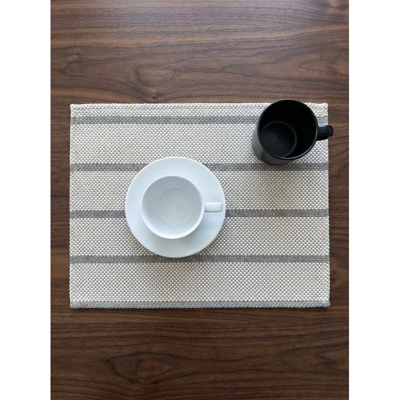 Black Regatta Stripe Indoor Outdoor Placemat, Gray