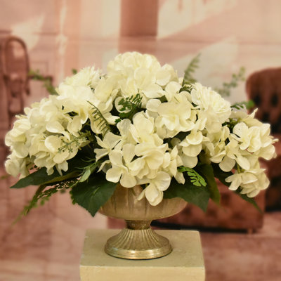 Faux Silk Hydrangea Arrangement in Vase