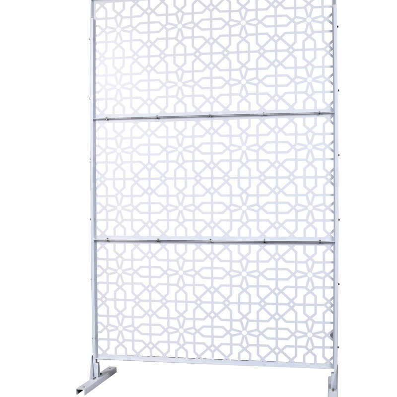 Écran d'intimité de 76 po H48 po - métal blanc, pour décoration de jardin en métal personnalisable,, Blanc