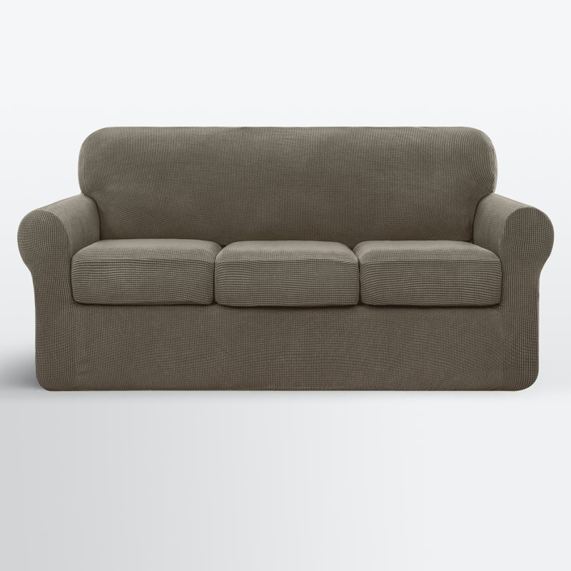 Pizarro Polyester Box Cushion Sofa Slipcover, Olive Green Polyester Blend
