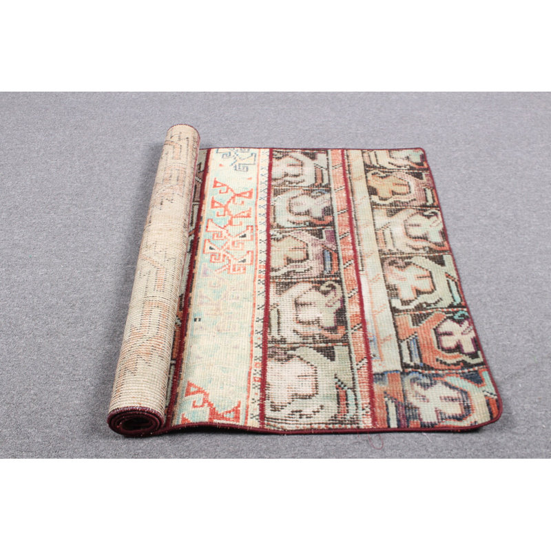 Vintage Patchwork Oushak Rug in Green - Ideal for Kitchens and Makes a Great Gift for Her