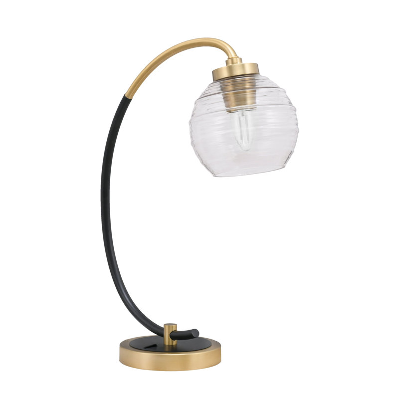Lampe de bureau en acier inoxydable Bretas, Transparent, Noir mat / laiton