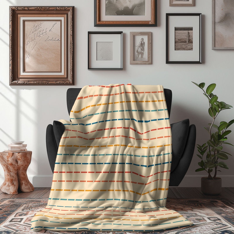 Rétro chromatique - couverture Sherpa de qualité supérieure 1 pièce, Lit simple