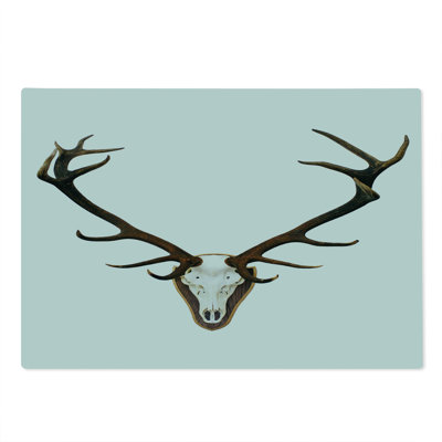 Ambesonne Antlers Cutting Board Large Size Deer Stag Bones Mounted Brown and Pale Grey
