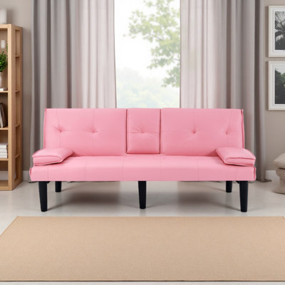 The 67-Inch PVC Multi-Functional Sofa Bed, With A Foldable And Cup Holder Design, Makes It Extremely Convenient To Turn The Living Room Into A Guest Room