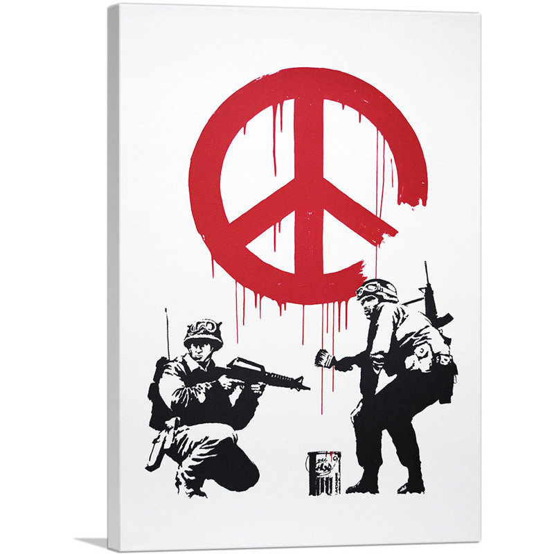 Soldat, peinture de paix par Banksy, reproduction d'art sur toile tendue, H 26 po x l 18 po x P 0,75 po
