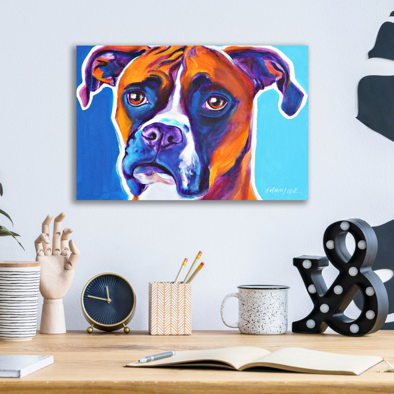 «Boxer - Rex» par Dawg Painter, H 12 po x l 16 po x P 0,13 po