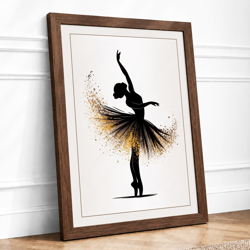 Dancer in Motion Modern - Framed Print, A2 - 59.4 x 42.0 cm, Walnut