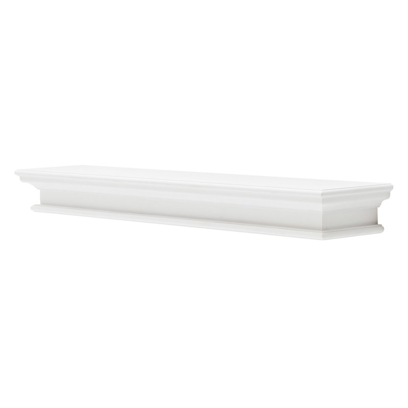 Tablette flottante en bois d'acajou massif, Blanc