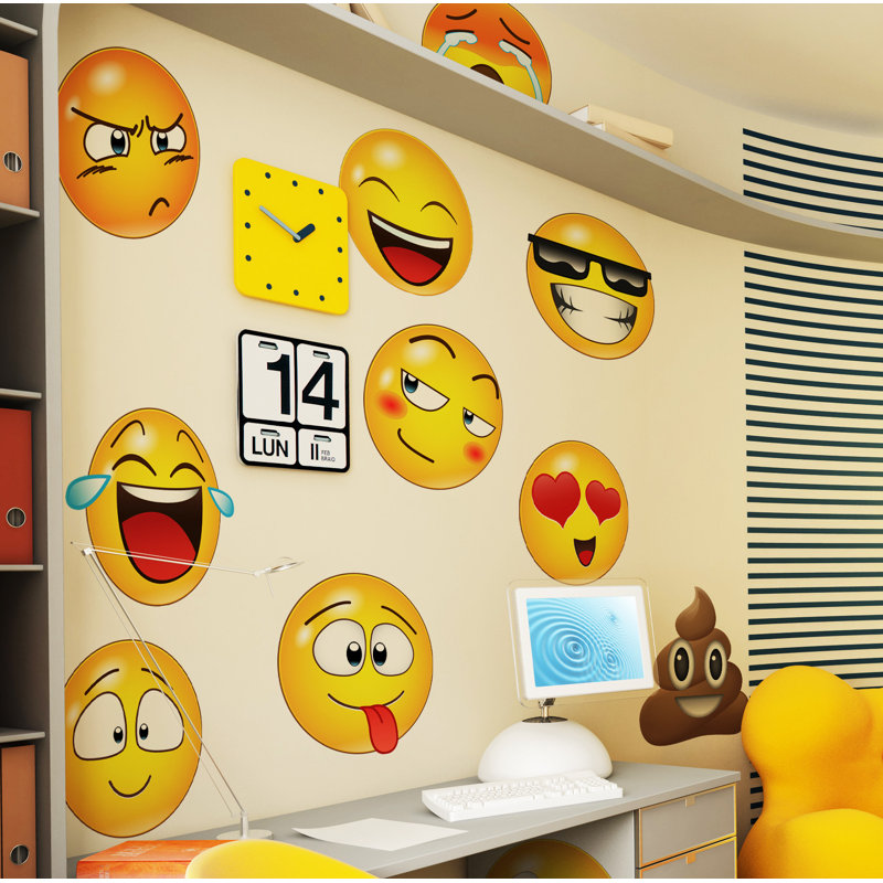 Adhésif décoratif emoji faces, H 10 po x l 10 po