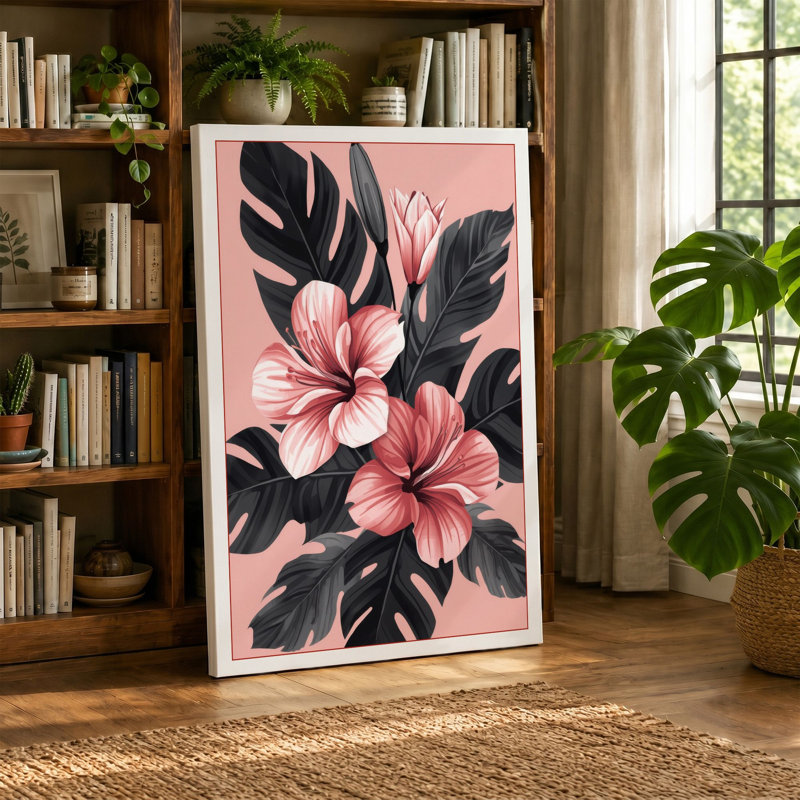 Delicate Blooms Botanical - Wrapped Canvas, 18x12 - 45.7 x 30.5 cm, Teal Border