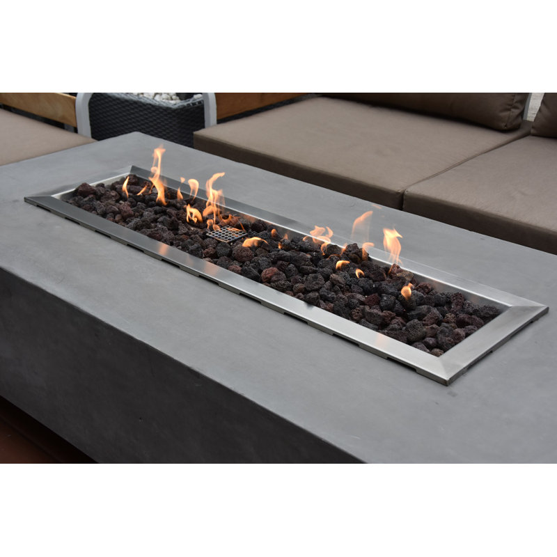 Granville Outdoor Concrete Fire Table 45,000 BTU - Includes Lava Rocks and PVC Cover, Propane, Dark Gray