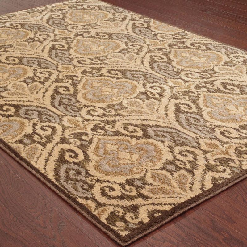 Tapis brun Arenzville Ikat, Rectangle 9 pi 10 po x 12 pi 10 po