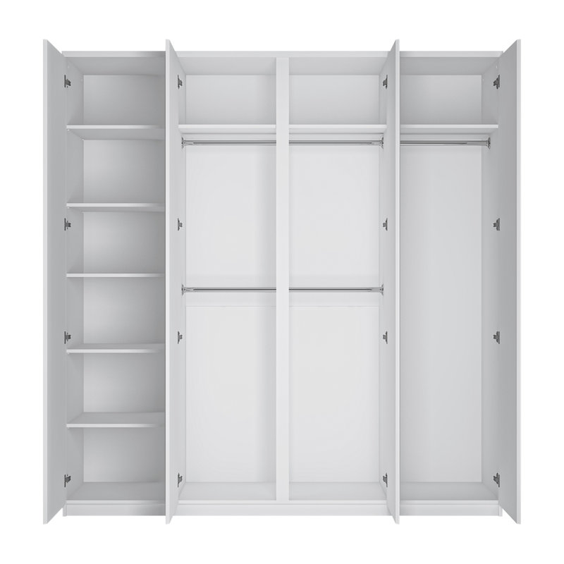 Canizales 4 Door Manufactured Wood Wardrobe, White