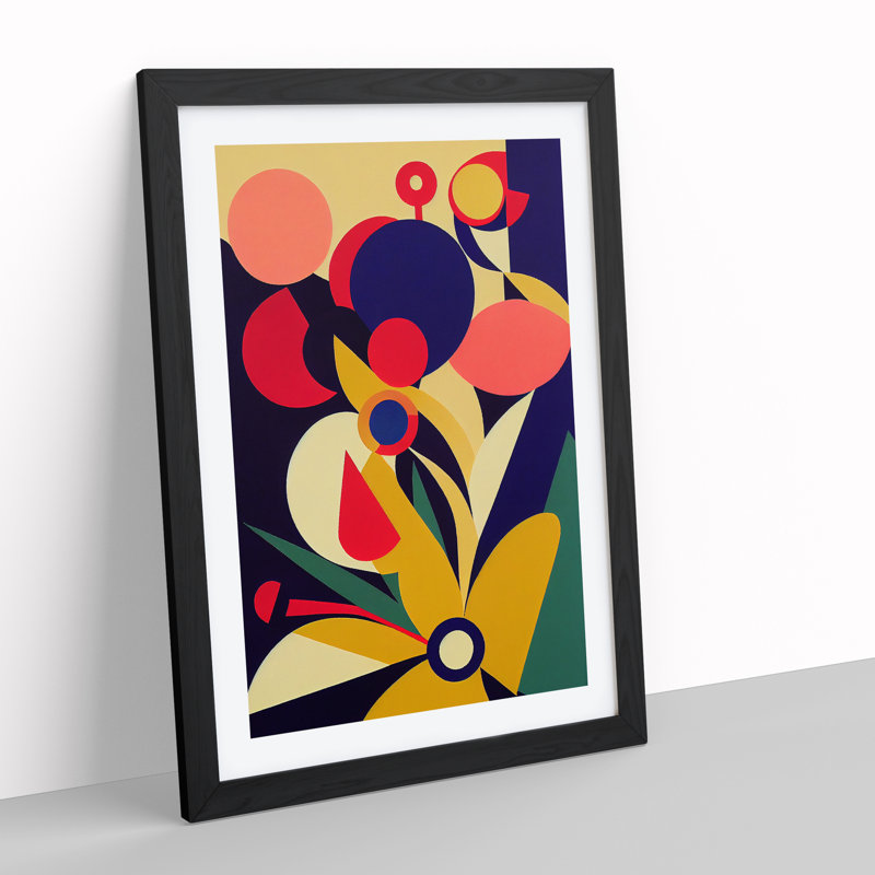 XV1022-779X Art Flowers Abstract No.3 - Single Picture Frame Print, Black, 64cm H x 46cm W