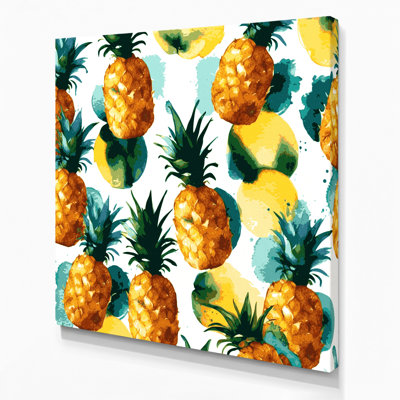 Hawaiian Pineapples Brown Canvas Wall Art