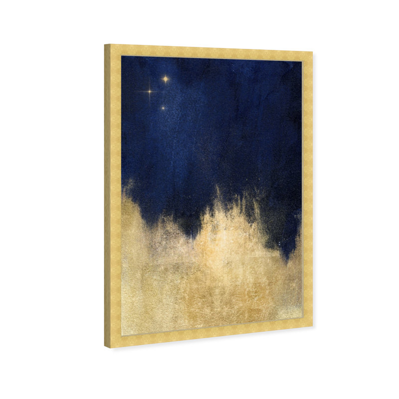 «Blue and Gold Shades» par Oliver Gal - impression, H 54 po x l 36 po, Cadre doré