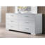 Commode 6 tiroirs Lorimar ultrabrillante avec pieds chromés, durable et élégante pour les chambres à coucher modernes