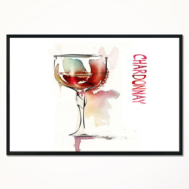 Vin rouge sur fond blanc - reproduction d'art, H 16 po x l 32 po, Cadre flottant noir