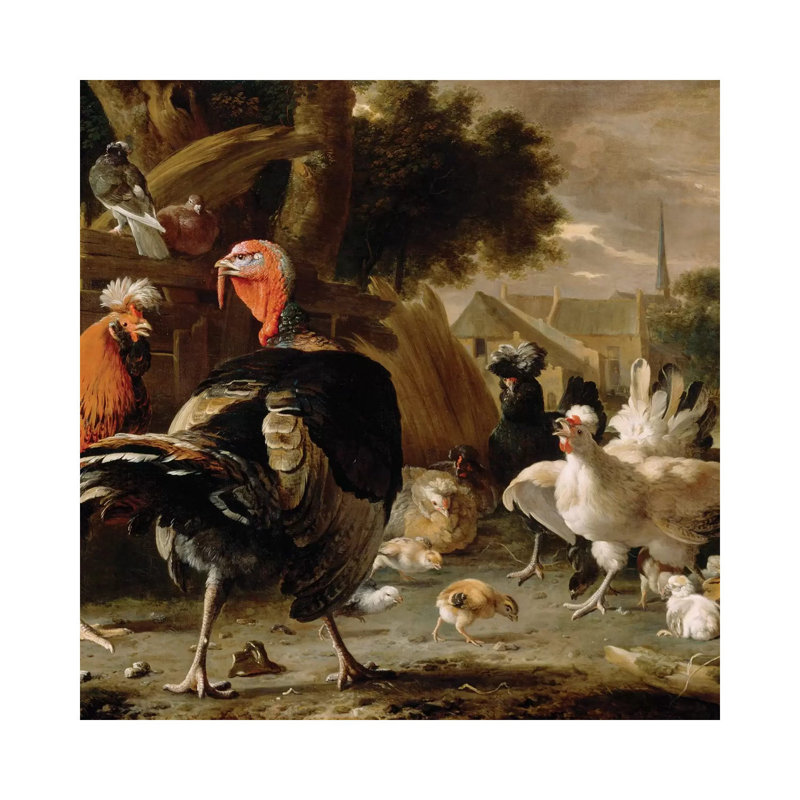 Poultry Yard, C by Melchior De Hondecoeter - Wrapped Canvas Painting, 30.48cm H x 30.48cm W x 1.91cm D
